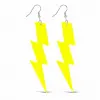 80’ler 90'lar Retro Neon Sarı Şimşek Küpe 10 cm