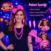 80’ler 90’lar Neon Pembe Parti Seti – Kolye Küpe Taç Bx40