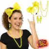 80’ler 90’lar Neon Sarı Parti Seti – Kolye Küpe Taç