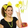 80’ler 90’lar Neon Sarı Parti Seti – Kolye Küpe Taç Bx40
