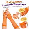 80’ler 90’lar Retro Turuncu File Parmaksız Eldiven 26 Cm Bx40