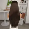 Açık Kahve Fiber Sen Düz Tül Peruk