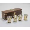 Ahşap Kutulu 4lü Pirinç Shot Bardak Seti