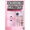 Akıllı Saat Amoled Ekran 3 Kordonlu Aksesuar Hediyeli Sesli Görüşme