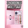 Akıllı Saat Amoled Ekran 3 Kordonlu Aksesuar Hediyeli Sesli Görüşme