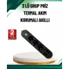 Akım Korumalı Anahtarlı USB Girişli Üçlü Priz