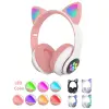 ALLY 23M Kedi Kulak Kulaküstü Bluetooth 5.0 Kablosuz Kulaklık Led Işıklı-(5775)
