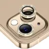 ALLY iPhone 14-14 Plus Diamond Taş İşlemeli Alüminyum Alaşımlı Kamera Lens Koruyucu-(5775)