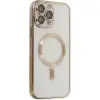 ALLY iPhone 14 Pro Max 6.7inç Renkli Kenar Lazer Çerçeveli Magsafe Uyumlu Silikon Kılıf-(5775)