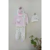 Annesinin Kuzusu Şapkalı Eldivenli 5li Kız Zıbın Seti 0-3 Ay