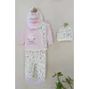 Annesinin Kuzusu Şapkalı Eldivenli 5li Kız Zıbın Seti 0-3 Ay
