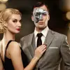 Antik Eskitme Gümüş Erkek Yarım Maske - Phantom & B Maskesi