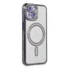 Apple İphone 13 Kılıf Joke Simli Magneticsafe Kılıf - Derin Mor