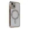Apple İphone 13 Kılıf Joke Simli Magneticsafe Kılıf - Gold