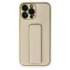 Apple İphone 13 Pro Kılıf Coco Deri Standlı Kapak - Gold