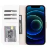 Apple iPhone 13 Pro Max Uyumlu Deri Cüzdanlı Kılıf F3 Beyaz