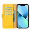 Apple iPhone 13 Pro Max Uyumlu Deri Cüzdanlı Kılıf Limon Sarı