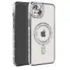Apple İphone 14 Kılıf Joke Simli Magneticsafe Kılıf - Gümüş