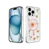Apple İphone 15 Pro Max Kılıf Daisy Simli Magsafe Kapak - Pembe