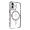 Apple İphone 16 Kılıf Joke Simli Magneticsafe Kılıf - Gümüş