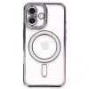 Apple İphone 16 Plus Kılıf Joke Simli Magneticsafe Kılıf - Derin Mor