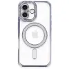 Apple İphone 16 Plus Kılıf Joke Simli Magneticsafe Kılıf - Mavi