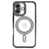 Apple İphone 16 Plus Kılıf Joke Simli Magneticsafe Kılıf - Siyah
