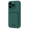 Apple İphone 16 Pro Kılıf Kelvin Kartvizitli Silikon - Koyu Yeşil
