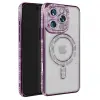 Apple İphone 16 Pro Max Kılıf Joke Simli Magneticsafe Kılıf - Derin Mor