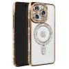 Apple İphone 16 Pro Max Kılıf Joke Simli Magneticsafe Kılıf - Gold