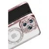 Apple İphone 16 Pro Max Kılıf Joke Simli Magneticsafe Kılıf - Pembe