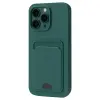 Apple İphone 16 Pro Max Kılıf Kelvin Kartvizitli Silikon - Koyu Yeşil