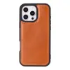 Apple iPhone 16 Pro uyumlu, Hakiki Deri, El Yapımı, Cüzdanlı Kılıf, Leopar