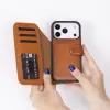Apple iPhone 17 Pro Max için, Hakiki Deri, El Yapımı Cüzdanlı Kılıf, Magsafe ile uyumlu, İç Yüzeyi Kadife, Gölgeli Taba