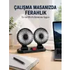 Araç ve Ev Kullanımına Uygun Çift Başlıklı Masaüstü Vantilatör