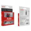 ASONIC PL400 AAA Şarjlı Pil 1.5Volt 400mAh/750mwh Type-C ile Kolay Şarj  2 li Paket (USB To Type-C Kablo Hediye)(1923)
