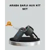 AUX Bluetooth Adaptör ve 38W Hızlı Araç Şarj Cihazı Seti