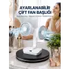Ayarlanabilir Hızlı Çift Başlıklı Masaüstü Fan – Gece Lambalı Serinletici