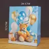 Ayıcık Desenli Mavi Büyük Boy Karton Hediye Çantası