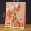 Ayıcık Desenli Pembe Küçük Boy Karton Hediye Çantası