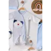 Ayıcık Nakışlı Tulumlu % 100 Pamuk Erkek Bebek 5li Set