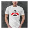 Babalar Günü Hediye Baba Temalı Baskılı Oversize Bisiklet Yaka T-shirt - Beyaz