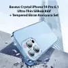 Baseus Crystal iPhone 14 Pro 6.1 Ultra-Thin Silikon Kılıf + Tempered Ekran Koruyucu Set-(5775)