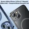 Baseus Glitter iPhone 14 Plus 6.7 Magsafe Silikon Kılıf + Tempered Ekran Koruyucu Set-(5775)