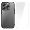 Baseus Glitter iPhone 14 Pro Max 6.7 Renkli Kenar Silikon Kılıf + Tempered Ekran Koruyucu Set-(5775)