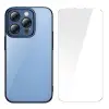 Baseus Glitter iPhone 14 Pro Max 6.7 Renkli Kenar Silikon Kılıf + Tempered Ekran Koruyucu Set-(5775)