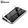 Baseus İPhone Xs Max Arkası Cam Manyetik Metal Frame Kılıf-(5775)