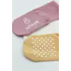 Basic Kaymaz Penye Soket Çorap 3Lü BS10107 Pudra Ekru Somon