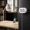 Beyaz Çift Girişli Topraklı Sıva Üstü Elektrik Prizi, Modern Tasarım