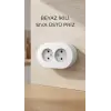 Beyaz İkili Sıva Üstü Dekoratif Topraklı Elektrik Prizi